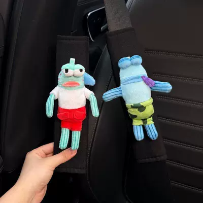 Cute New Car Seatbelt Shoulder Seat belt shoulder pad - cool-fish-lying-flat-fish-black-shoulder-pads-standard