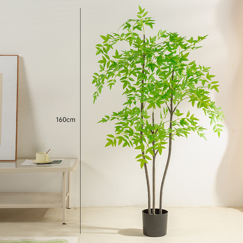 Nuevo estilo transfronterizo Simulación de bambú Nantian Decoración del hogar Plantas verdes falsas Sala de estar Decoración en macetas Plantas verdes Bonsai de bambú Nantian