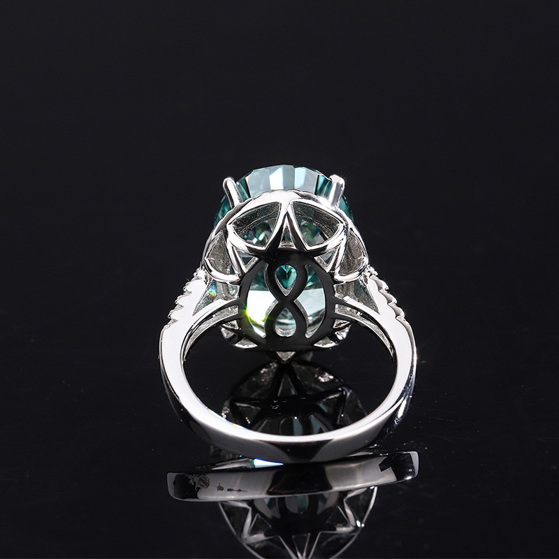 Zhuang Sheng joyería S925 plata color tesoro de alto carbono diamante flash roto hielo corte Paloma huevo Hao incrustaciones anillo cerrado 12*16