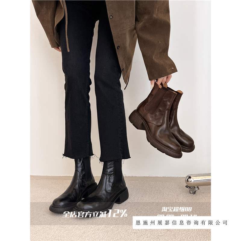 British Boots with Wind Heel, Old Manta Thick Martin Ankle Love Letter Boots for Women, Chelsea Boots ~ Short Boots