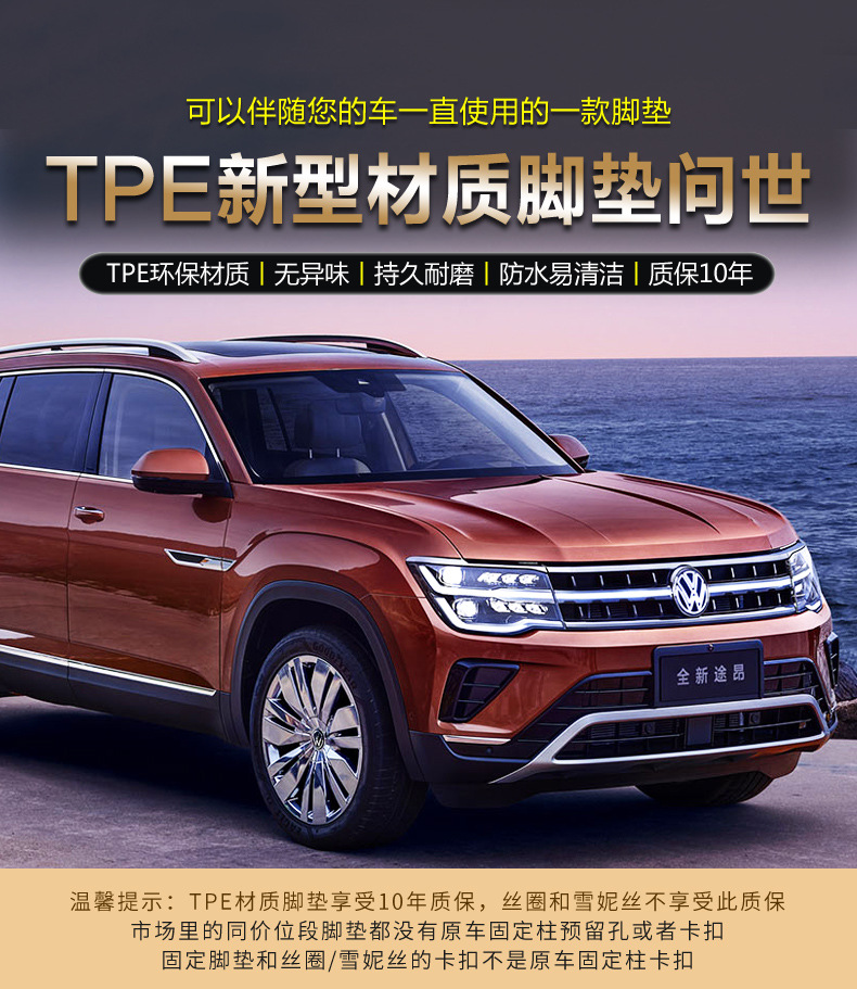 Suitable for Volkswagen Teramont/X, 17-26 Model Five/Seven-Seater, 19-26 Model Full-Coverage Tpe Car Floor Mats