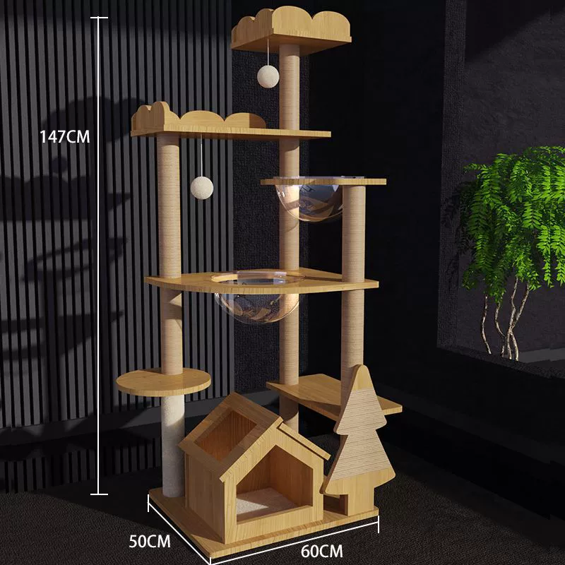 Cat climbing frame, universal four‑season multi‑level tower with hammock, condo and scratching posts