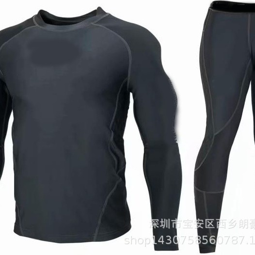Men's Autumn and Winter Sports Thermal Intimates Long-Sleeved Pants Self-Heating Base Fitness Suit Outdoor Thermal Intimates Set
