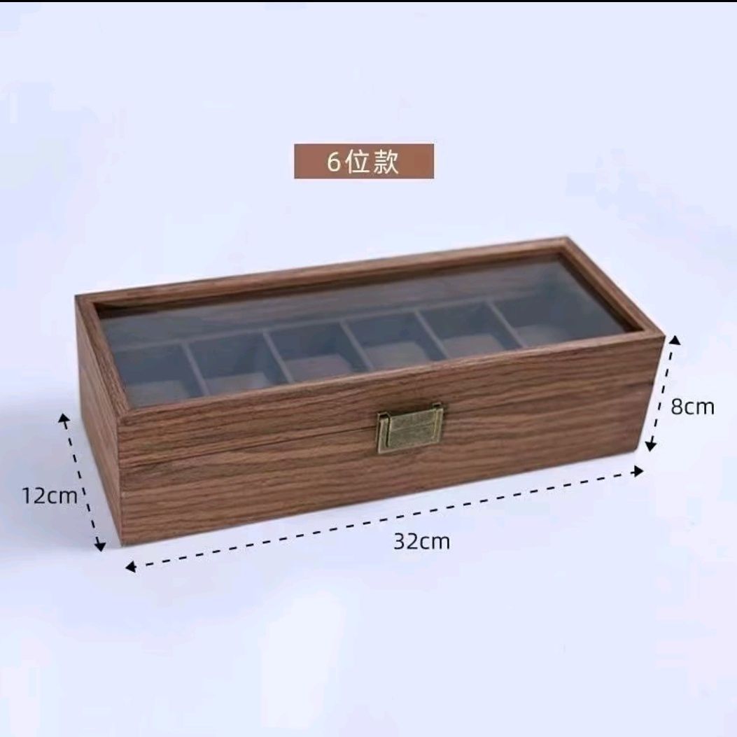 V3N666 Retro Walnut Wood Grain Watch Storage Box Household Large-Capacity Watch Display Jewelry Collection High-End