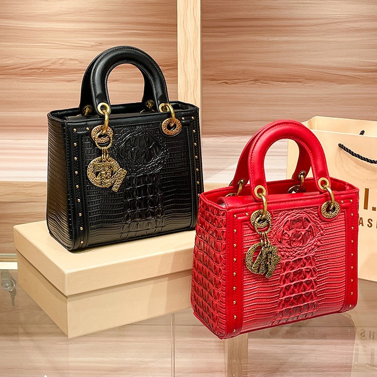 Xiaocd2024 Yeni Üst Düzey Hakiki Deri Timsah Desenli Daifei Kadın Tek Omuz Çapraz Çanta_voghion.com