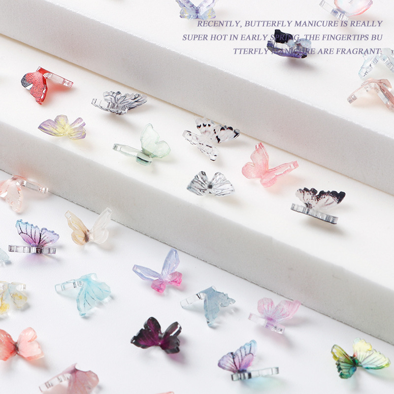 53 Mixed Color Manicure Butterfly Jewelry Internet Celebrity Fairy Handmade Bow Non-Deformation No Odor Stereo Nail Diamond