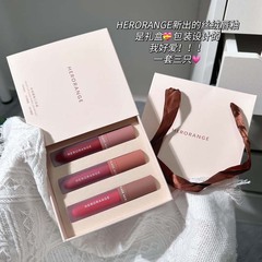 HERORANGE~three-pack lip glaze gift box matte velvet whitening lip gloss long-lasting anti-priced lipstick set