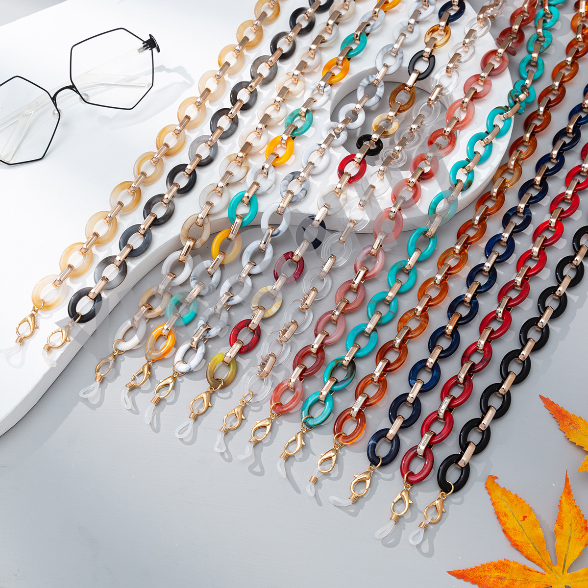 Ins cross-border hot-selling colorful acrylic anti-slip eyeglass chain anti-fall chain rope manufacturer