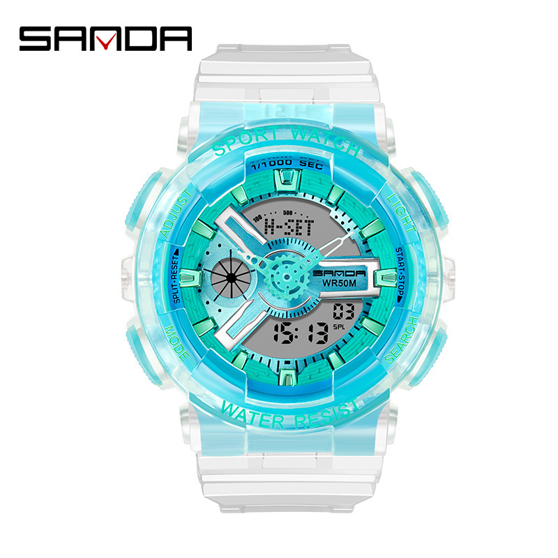 Reloj electrónico multifuncional de alto valor facial de transmisión en vivo de explosión de moda para hombres y mujeres impermeable movimiento de reloj de chicas