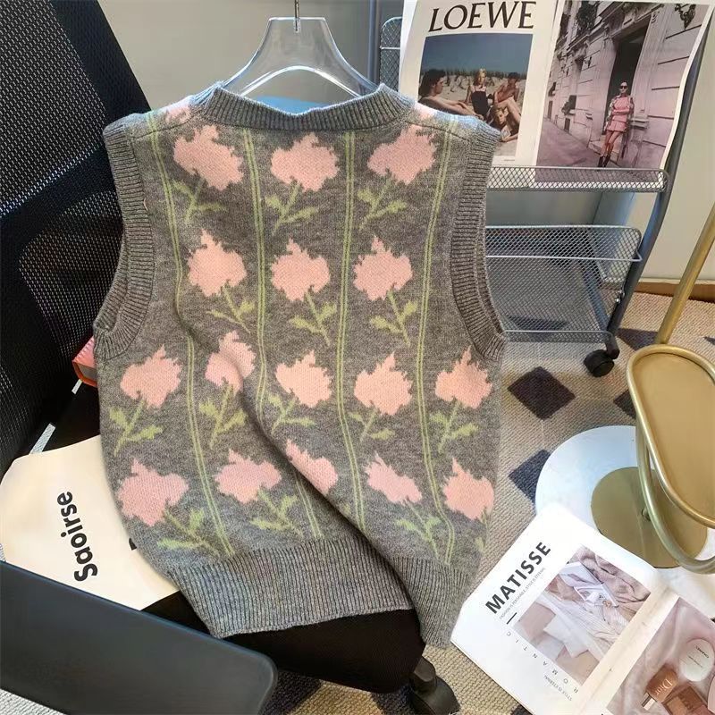 24 invierno Puyuan otoño nuevo suéter chaleco retro 2024 ropa de mujer estilo pastoral suelto image 7