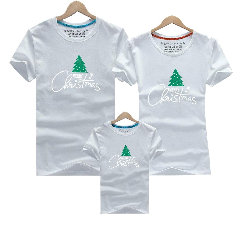 Árbol de Navidad Feliz Año Nuevo autoproducido y vendido algodón refinado ropa de padre-hijo ropa de niños de venta rápida manga corta cuello redondo Camiseta de los niños al por mayor