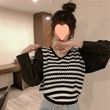 品質款2023秋季亞馬遜ebay速賣通wishV字領寬松型毛衣女式針織衫