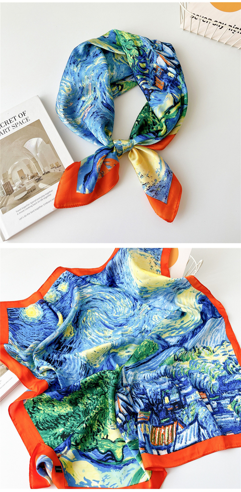 40g Weight Silk Scarf Classification Outdoor, Travel Occasion Polyester Material Printing Pattern Spring&Summer Season Women's Gender Printing Design Elegant Style Women's Elegant Printing Polyester Printing Silk Scarf 24
