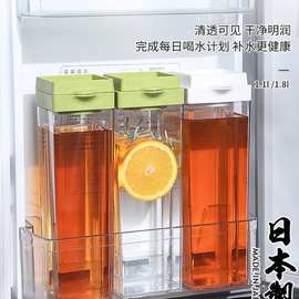 日本进口冷水壶瓶家用塑料冰箱凉水壶大容量凉开水壶1.8L白/绿/棕