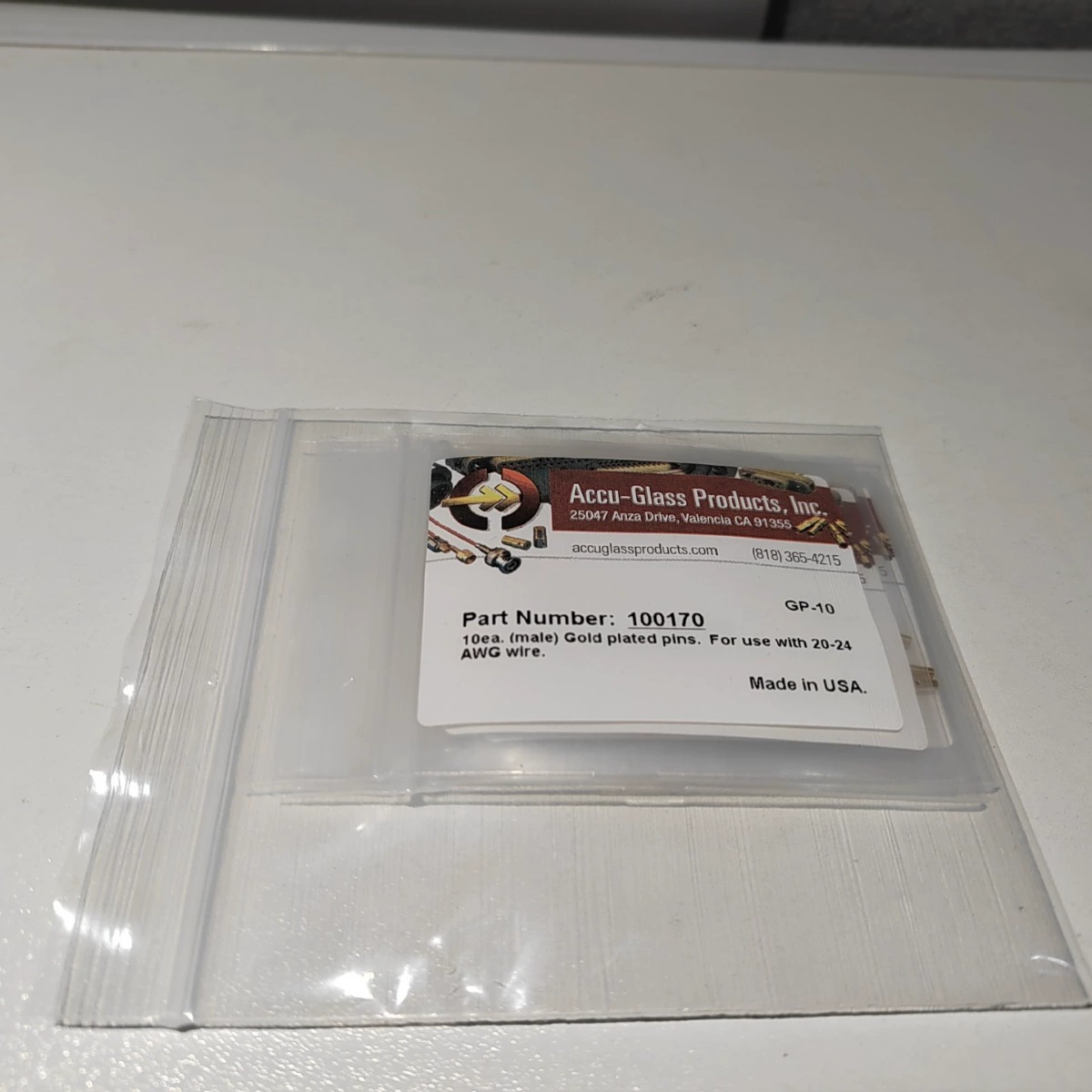 Контакт ACCU GLASS, штекер 20~24 AWG T1 GP-10