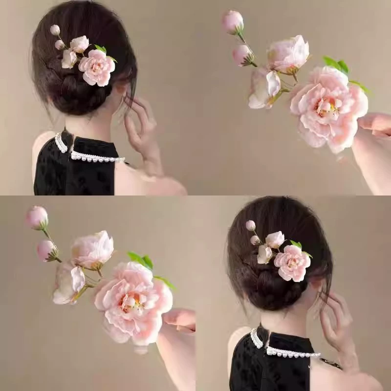 Цветы династии Хань в древнем стиле, искусственные цветы, заколки для волос из шелковых цветов, головные уборы для пляжного отдыха, чистое желание, сладкая атмосфера, аксессуары для волос, трансграничные