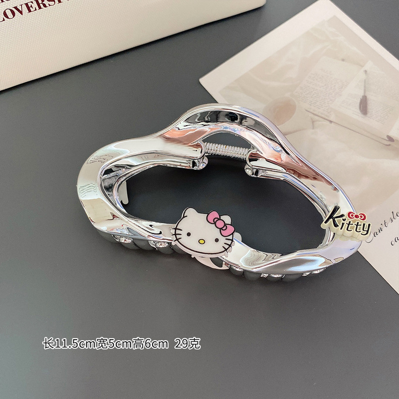新しい猫のかわいいヘアクリップドーパミンハイエンドシルバークリップ後頭部用女性用大サイズヘアクリップ|undefined