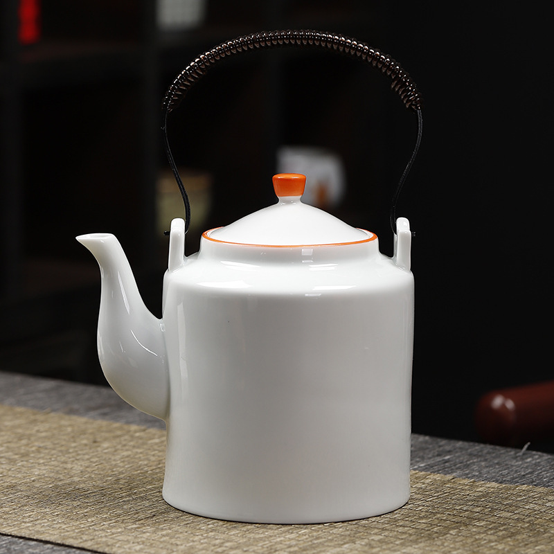亜光蘭カンフー茶器小橋壺シンプルリビング家庭用ティーポット陶磁器フィルタ単一大提梁壺|undefined