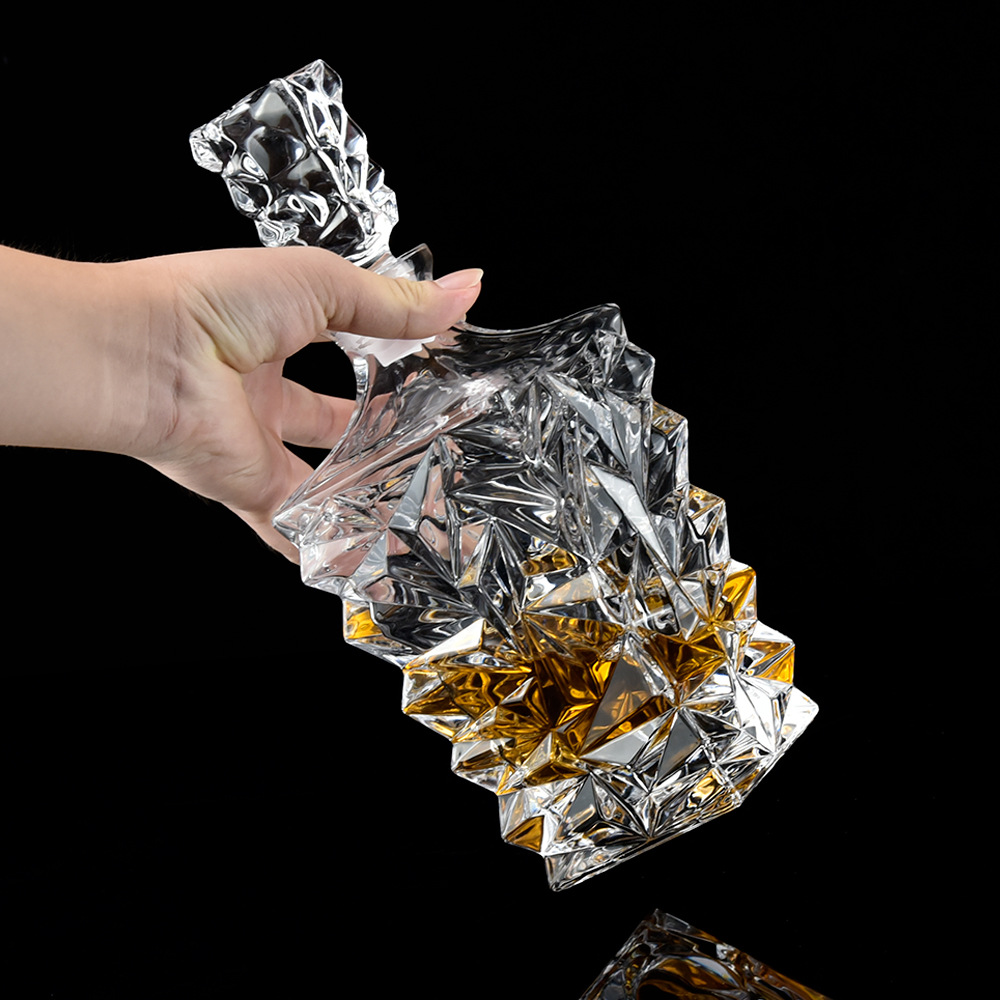 波西米亚冰川平底杯套装 水晶玻璃储存酒壶白酒具杨酒樽套装7件套