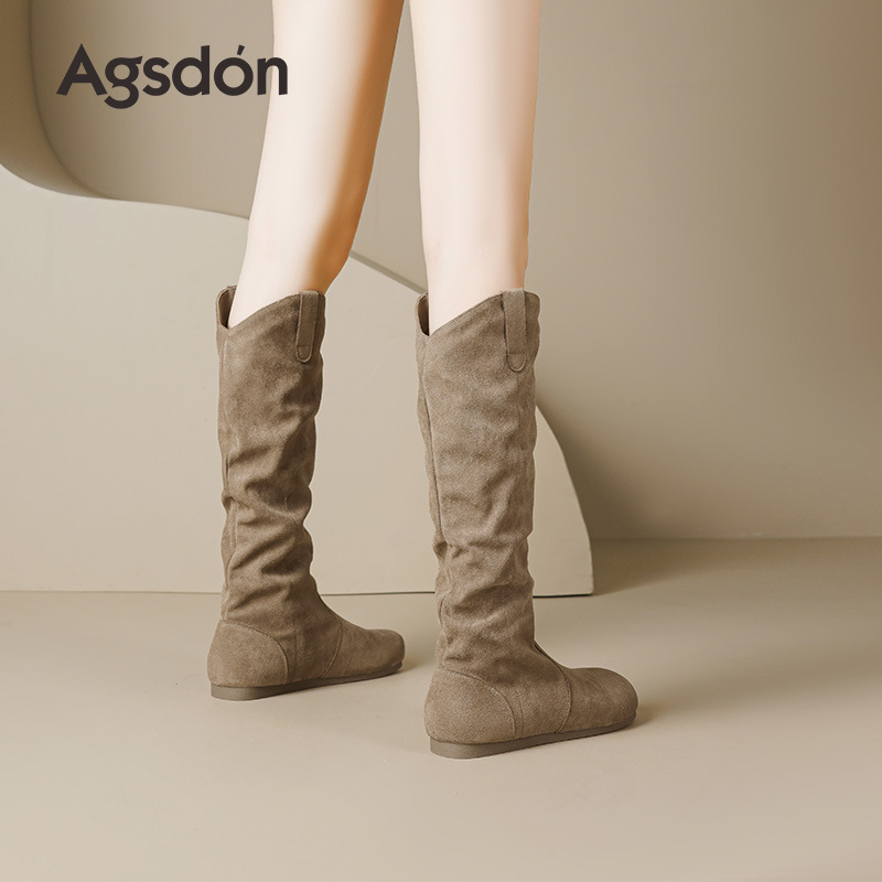 Botas de montaje de leones antiguas para mujeres 2025 nuevas botas de invierno Meirard pliegue Bocken no más altas que la rodilla