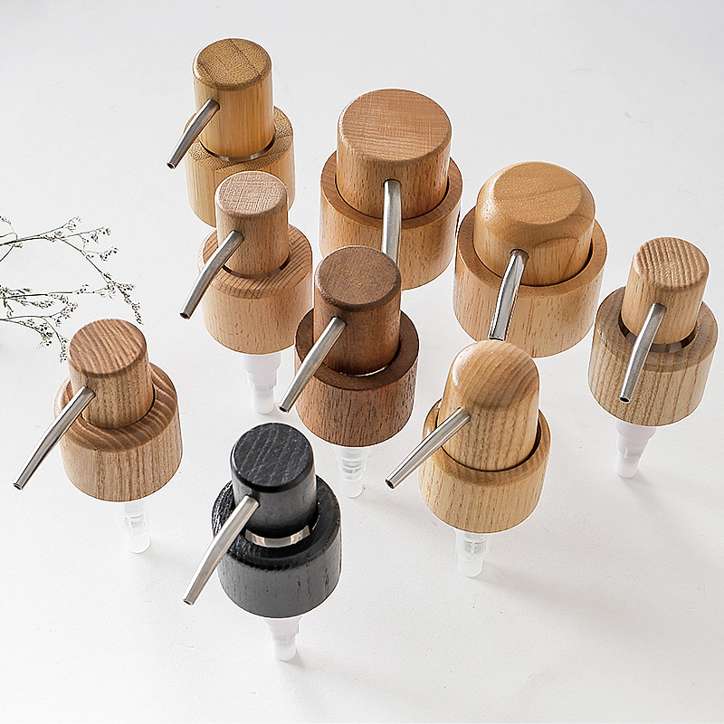 24洗手液压头乳液泵头28牙实木竹木按压头喷头洗护乳液瓶按压泵头