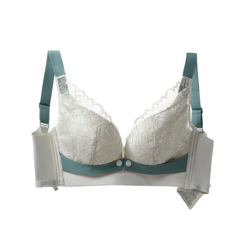Contrast color exquisite lace nursing bra Front button adjustable maternity bra push-up anti-sagging thin cup full cup