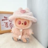 New pink diamond hat + pink double button ring shirt two-piece set