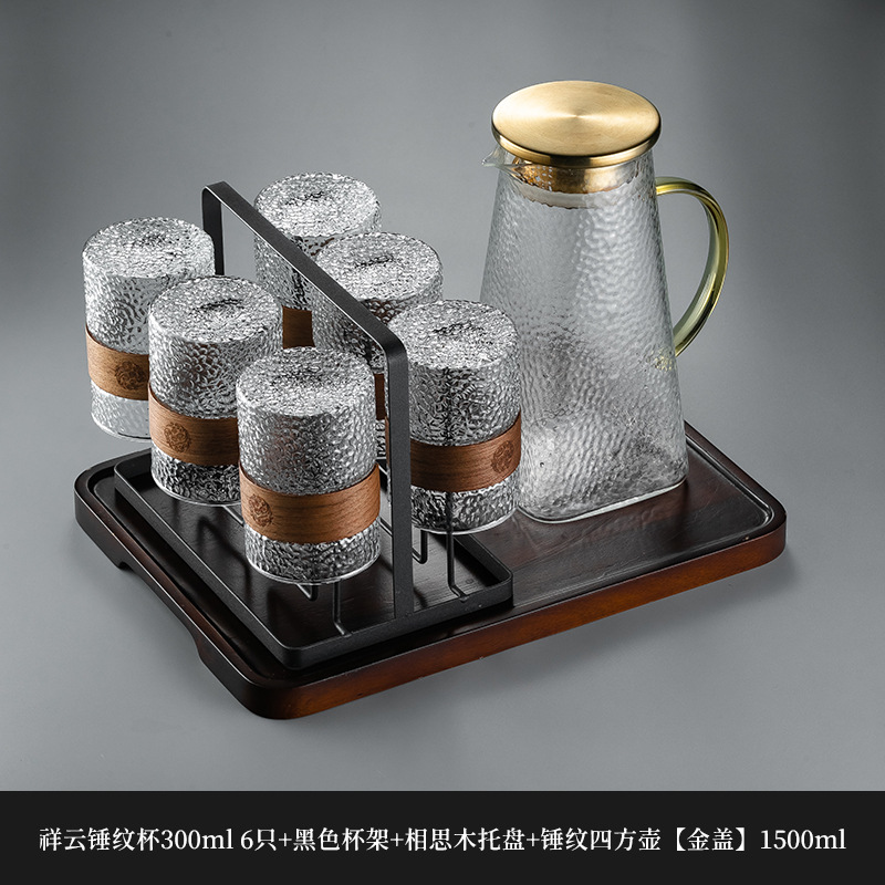 Nuevo chino patrón vertical taza de vidrio hogar de alta temperatura resistente taza de té hervidor de agua traje taza de beber anti-escaldado sala de estar hospitalidad