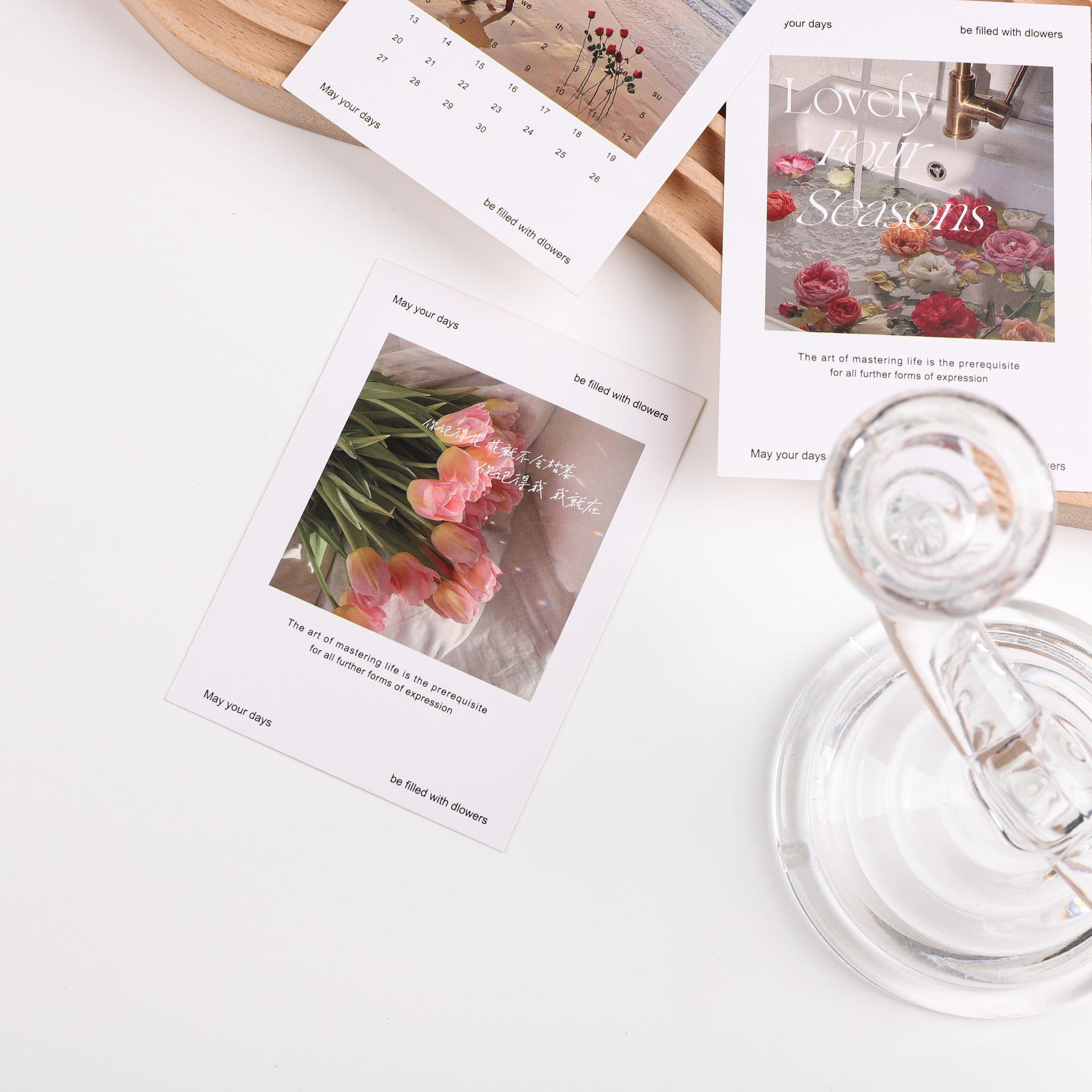 Tarjeta de felicitación floral de la serie del amor de la flor Etiqueta de la decoración del ramo Tarjeta de bendición del día de San Valentín tarjeta postal materiales de la tienda de flores