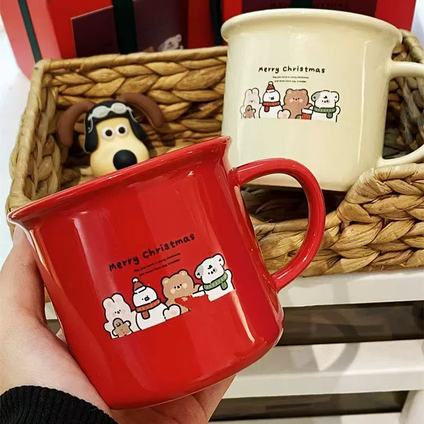 圣诞马克杯卡通陶瓷水杯情侣杯定制图案logo出口品质陶瓷礼品杯