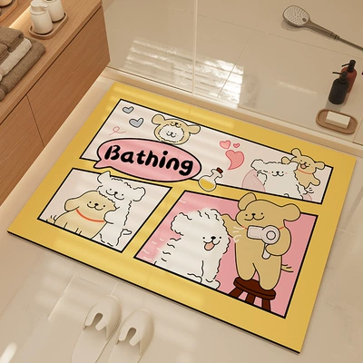 Avtomobil döşəmə paspasları — Non-Slip Mat Cartoon Diatom Mud - puppy-daily-4060cm-diatom-mud