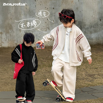 童装男童卫衣套装2026春季新款儿童休闲宽松衣服大童运动两件套潮