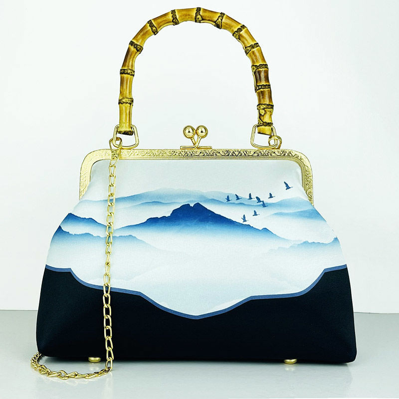 Cheongsam bag Handbag Handbag Crossbody bag Fashion temperament Antique mouth gold bag Cheongsam bag Bamboo joint_voghion.com