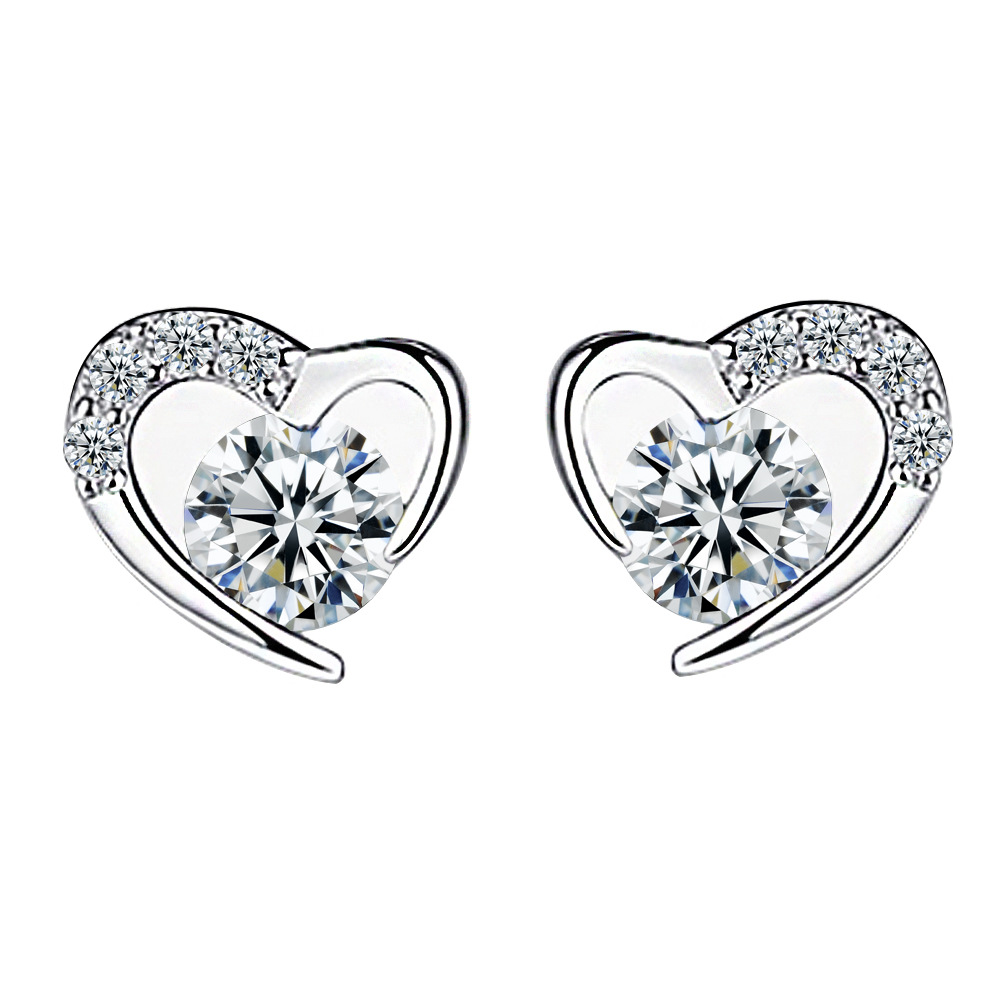 Tenderness love Silver earrings Cross border heart-shaped Silver ornament Ear jewelry Ladies jewelry Processing factory wholesale Ear Studs