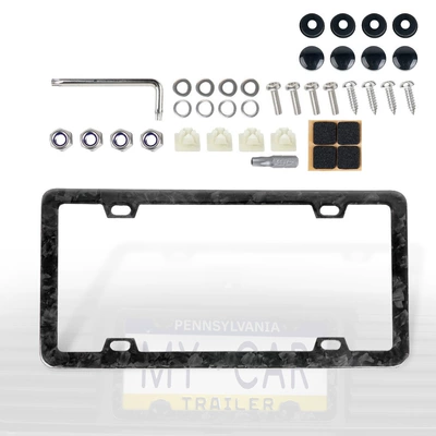 Cross-Border Automotive Carbon Fiber License Plate Frame Modification American-Style License Plate Holder Dry Carbon License Plate Frame Full Carbon Decorative Frame Dropshipping (License plate holder/license plate holder) - btd043-forged-carbon-fiber