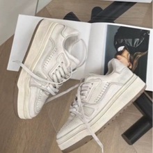 红韵～真皮厚底板鞋女款新款秋季爆款百搭增高小白鞋休闲运动鞋