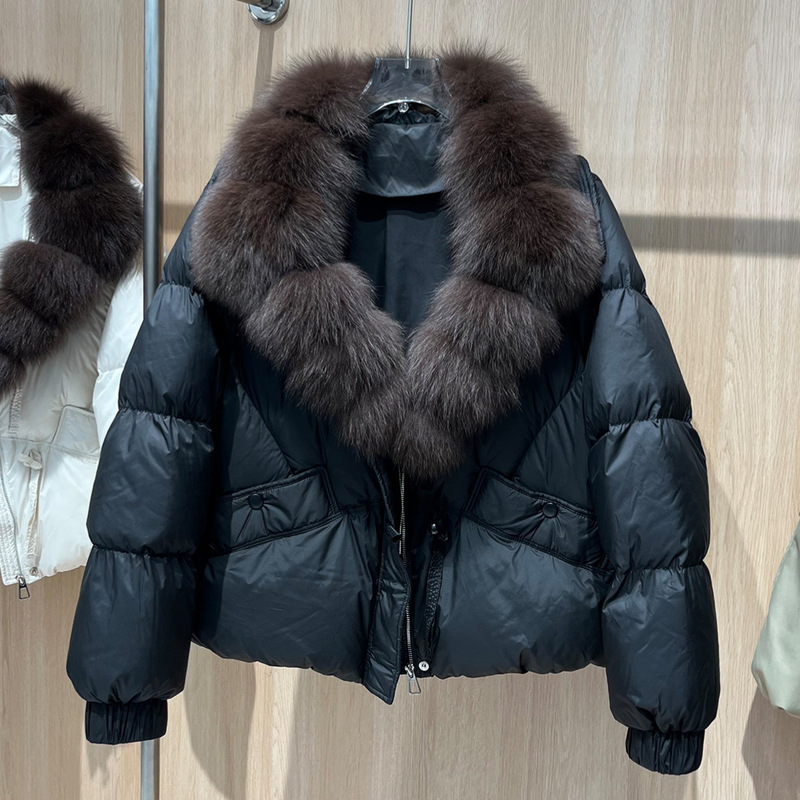 Winter New Style Natural Real Fox Fur Large Fur Collar down Jacket for Women, Short Thickened Warm Loose White Duck down Coat Winter New Style Natural Real Fox Fur Large Fur Collar down Jacket for Women, Short Thickened Warm Loose White Duck down Coat