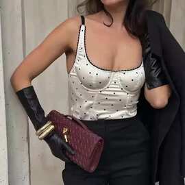 KAOPU ZA跨境欧美外贸女装爆款夏季性感百搭波点吊带紧身连体衣