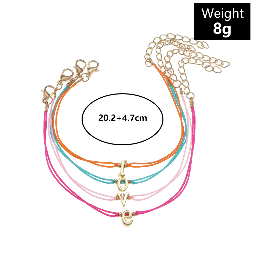 Tissage Corde Élastique Love Bracelet Lettre Pendentif Bracelet display picture 2