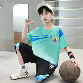 男童篮球服夏季套装2024新款中大儿童速干薄款夏装男孩运动足球服