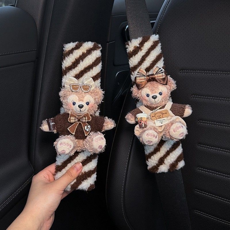 Cute Rose Car Seatbelt Shoulder Pads, Car Interior Seatbelt Decoration, Anti-Wear Clothing, Couple Set for Women