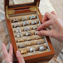 真金电镀镶钻开口戒指中古vintage时尚食指戒休闲百搭手饰女小众