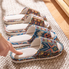 亚麻拖鞋女春秋家用情侣家居室内静音防滑软底四季棉麻布艺拖鞋男