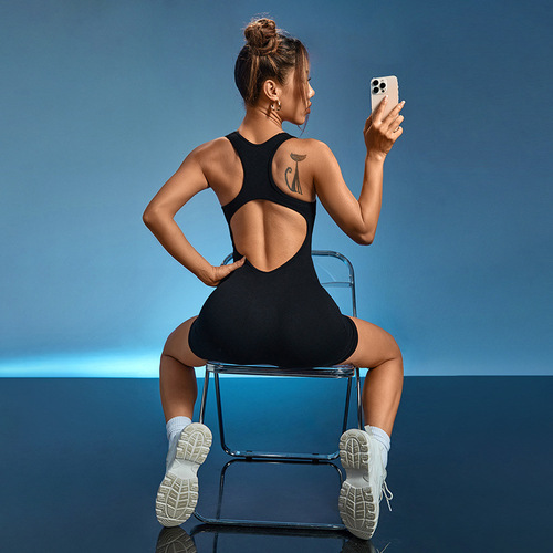 Cross-border European and American new high-elasticity skin-friendly body-shaping fitness tummy control back-slimming tight-fitting bodysuit