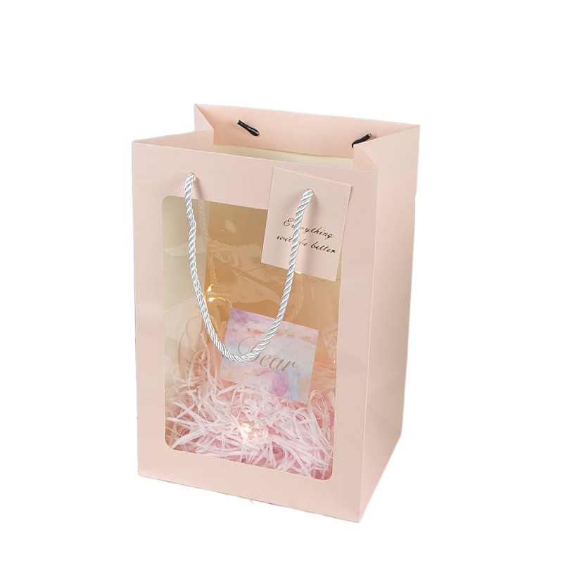 Bolso de flor de ventana transparente bolsa de embalaje de ramo de ventana bolsa de regalo de vacaciones bolsa de embalaje de regalo de San Valentín