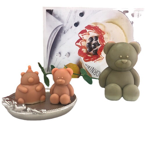 Cross-border fat bear bear candle silicone diy Korean aromatherapy gypsum glue cake decoration sitting bear mold