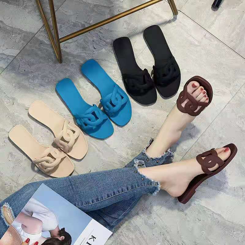Women’s Flat H-shaped Summer Sandals Trendy Beach Slippers_voghion.com