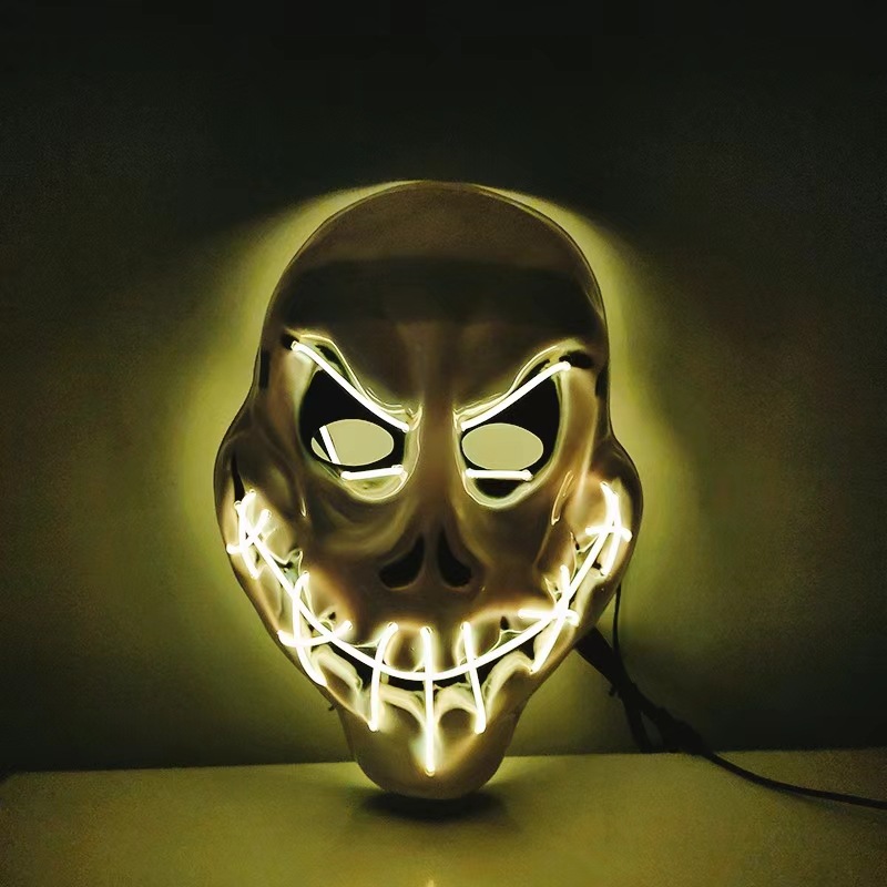 Máscara de sangre de costura de grieta transfronteriza máscara de terror led máscara de luz fría máscara de fiesta de Halloween máscara de esqueleto