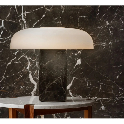Postmodern minimalist marble nightstand lamp, Nordic designer style model room bedroom hotel black and white nightstand lamp