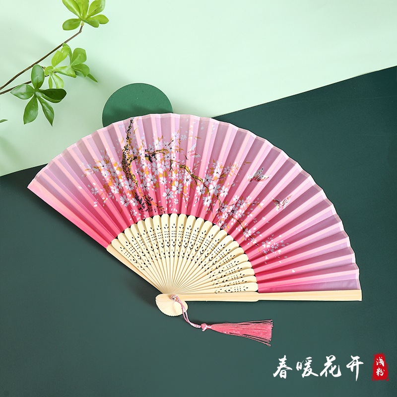 Ventilador plegable de estilo chino de verano estilo antiguo de alta gama Hanfu cheongsam abanico chino abanico de baile plegable para niños abanico de bambú